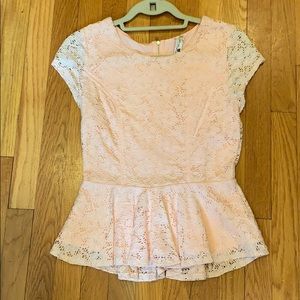 Pink lace peplum shirt